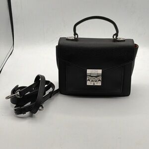 MCM Elegant Black Satchel with Silver Accents